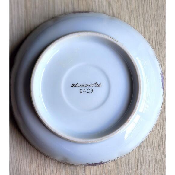 Trinket/Jewelry Dish Andrea by Sadek-Japan-Gold Outlined-Swan-Purple-Scalloped - Picture 9 of 12